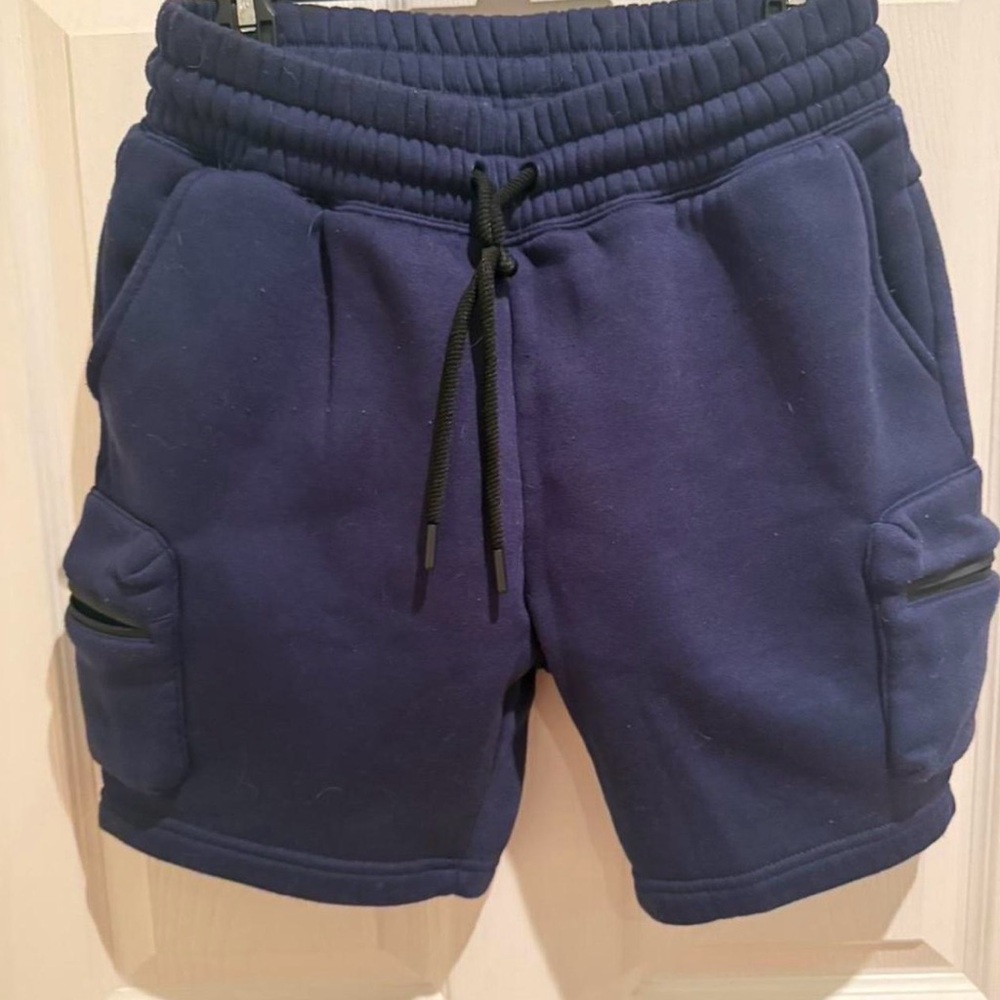 Men's Athletic Drawstring Cargo Shorts - Navy